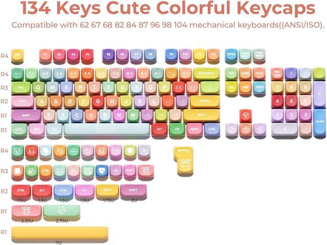 XVX Cute PBT Keycaps, Rainbow Gummy Bear Keycap Set MOA Profile, Dye-Sublimation Keyboard Keycaps Suitable for 60% 65% 75% 80% 96% 100% Layout...
