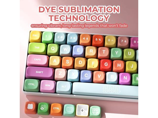 XVX Cute PBT Keycaps, Rainbow Gummy Bear Keycap Set MOA Profile, Dye-Sublimation Keyboard Keycaps Suitable for 60% 65% 75% 80% 96% 100% Layout...