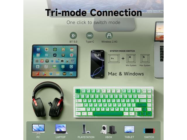 MCHOSE G75 PRO 75% Wireless Mechanical Keyboard, TKL Keyboards Tri-Mode BT5.0/2.4GHz/USB-C, Hot Swap Custom Creamy Keyboards Linear Switch, Double...