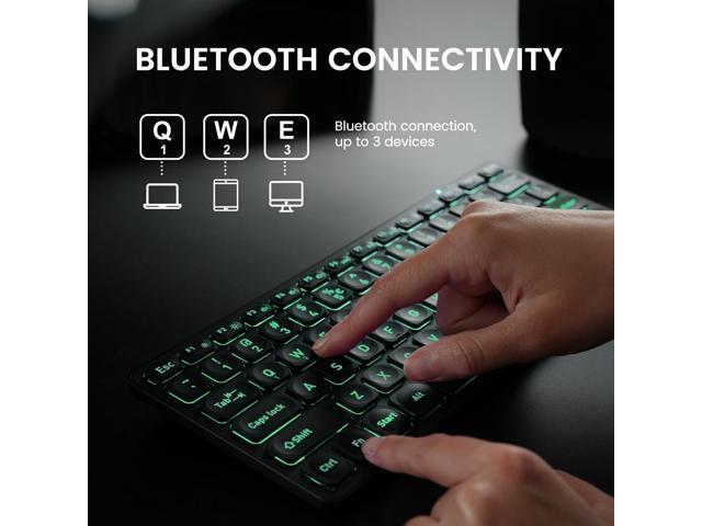Perixx PERIBOARD-832RGB Wireless RGB Backlit Mini Keyboard - Up to 3 Multi-Device Connection - Black - US English