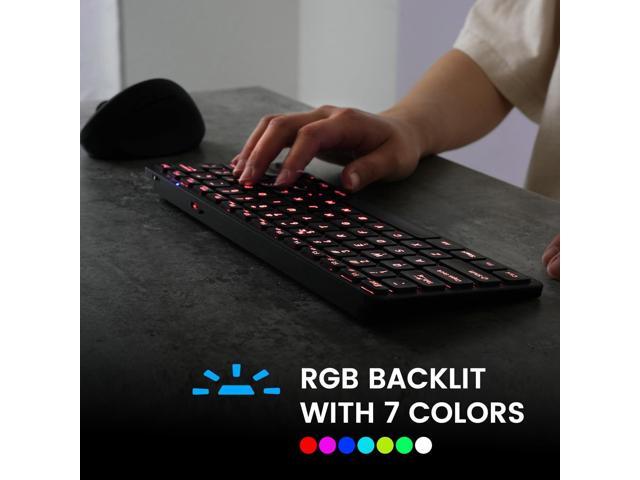 Perixx PERIBOARD-832RGB Wireless RGB Backlit Mini Keyboard - Up to 3 Multi-Device Connection - Black - US English