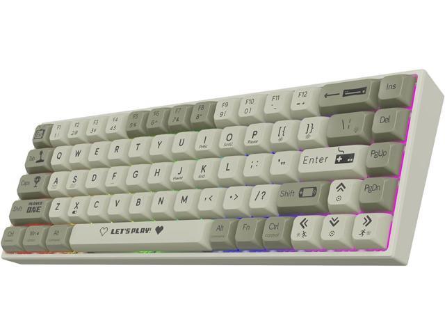 AK680 Wired Compact Mechanical Keyboard, 68 Keys Grey-White Layout, Hot-Swappable Tactile Brown Switch Gaming Keyboard with Multicolor Backlight,...