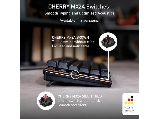 Cherry KC 200 MX Mechanical Office Keyboard with New MX2A switches. Modern Design with Metal Plate Frame. (Bronze W/MX2A Silent Red Switch)