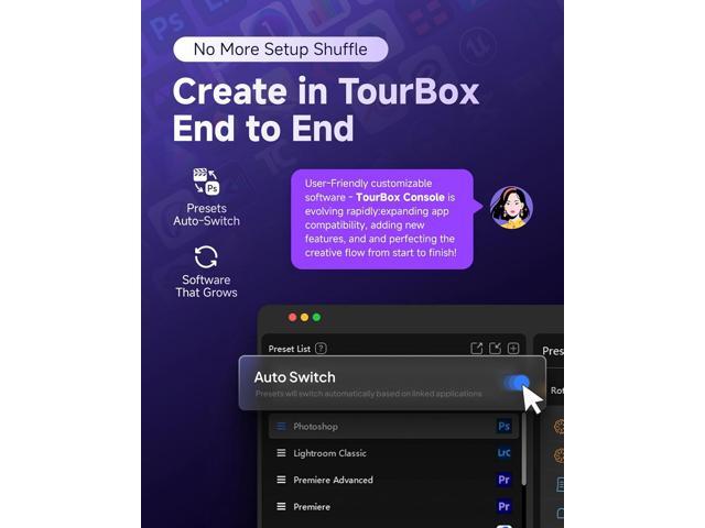 TOUR BOX Lite Bluetooth - Compact Editing Keyboard, Artists Drawing Keypad, Works with Clip Studio Paint & More, Creative Console with Custom...