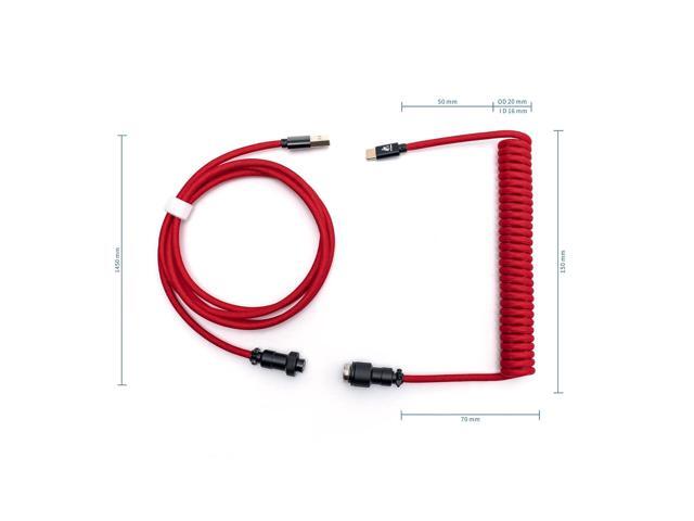 Formulamod Coiled Keyboard Cable for Mechanical Keyboard,USB C Coiled USB Aviator Cable Pro Double Sleeved with Organizer Zipper Bag. (Red)
