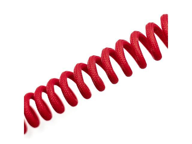 Formulamod Coiled Keyboard Cable for Mechanical Keyboard,USB C Coiled USB Aviator Cable Pro Double Sleeved with Organizer Zipper Bag. (Red)
