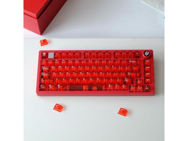 Sumgsn 114 Keys Transparent Keycaps PC Cherry Profile Red Crystal Clear Keycap Set Fit for Cherry Mx Switches Mechanical Keyboard