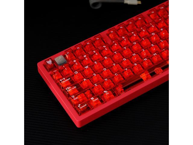 Sumgsn 114 Keys Transparent Keycaps PC Cherry Profile Red Crystal Clear Keycap Set Fit for Cherry Mx Switches Mechanical Keyboard