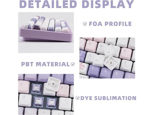 PBT Keycaps 150 Keys Dye-Sublimation Cute Keycap MOA Profile Purple Anime Keycap Custom Keycap Set with 7U/Split Spacebar for Alice/...