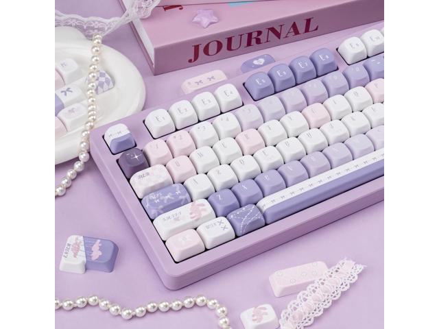 PBT Keycaps 150 Keys Dye-Sublimation Cute Keycap MOA Profile Purple Anime Keycap Custom Keycap Set with 7U/Split Spacebar for Alice/...