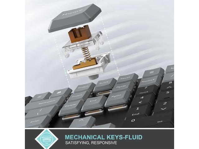 Arteck Mechanical 2.4G USB Wireless Performance Keyboard, Tacktile Quiet Brown Switches, Stainless Steel Low Profile for PC/Desktop/Laptop/TV and...