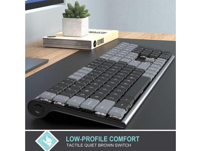 Arteck Mechanical 2.4G USB Wireless Performance Keyboard, Tacktile Quiet Brown Switches, Stainless Steel Low Profile for PC/Desktop/Laptop/TV and...