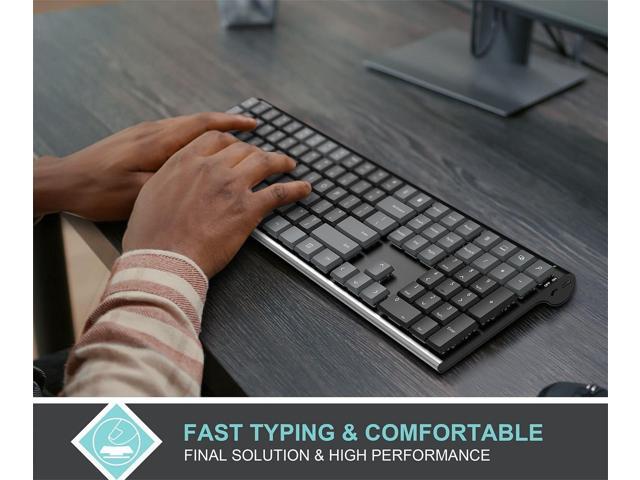 Arteck Mechanical 2.4G USB Wireless Performance Keyboard, Tacktile Quiet Brown Switches, Stainless Steel Low Profile for PC/Desktop/Laptop/TV and...