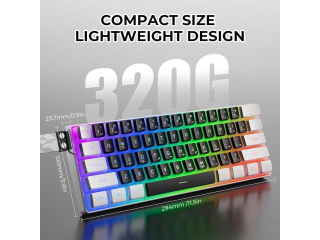 60% Gaming Keyboard,Wired Backlit Mini Membrane Keyboard, Strong Mechanical Feel for PC/Mac Gamer, Typist, Travel, Easy to Carry on Business...