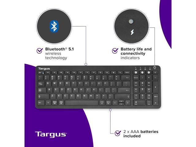 Targus Midsize Multi-Device Bluetooth Keyboard - Compatible with Chrome OS, Windows, macOS, iOS, and Android (AKB863US)