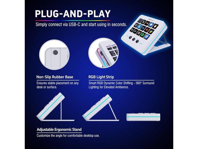 Macro Keypad, Stream Controller Deck Gaming Streaming Shortcut Keyboard, 18 Programmable Keys Customizable Visual AI Pad USB Soundboard for OBS,...