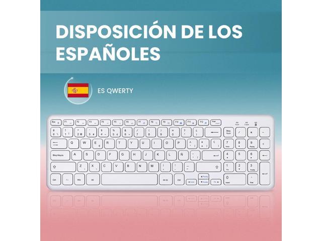 Perixx PERIBOARD-213W Silent USB Scissor Keyboard with Cable Compact Design with Numeric Keypad White Spanish Qwert with Ñ