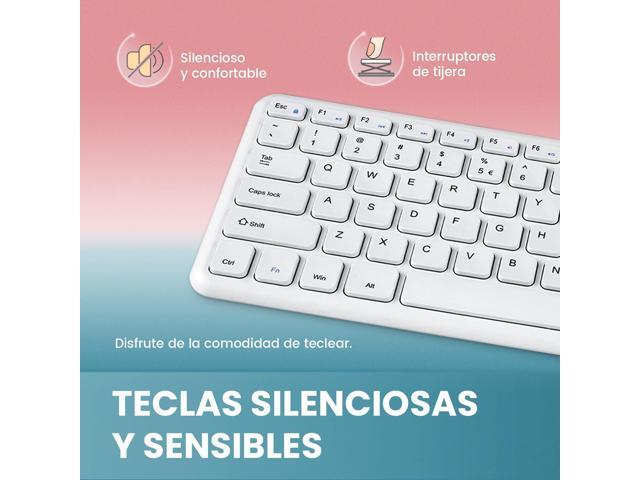 Perixx PERIBOARD-213W Silent USB Scissor Keyboard with Cable Compact Design with Numeric Keypad White Spanish Qwert with Ñ