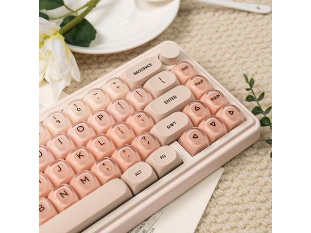 Sumgsn 132 Keys PBT Pink Jelly Keycaps MOA Profile Keycaps Set Comaptible with 61/64/87/104/108 Cherry Mx Switches Mechanical Keyboards (Only Keycaps)