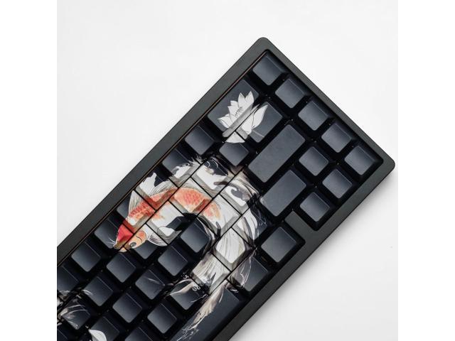 PBT Keycaps Lucky Koi Fish 60 75 100 Percent Shine Through Side Printe Thick Cherry Profile 130 Keys Dye Sub Custom Keycap Set keycaps for...