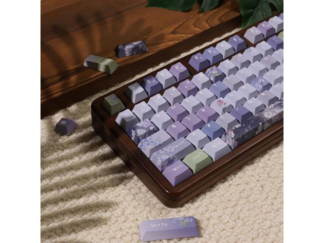 Sumgsn 152 Keys Dye Sub PBT Custom Keycaps Cherry Profile Purple Blossom Keycaps Set Fit for Mechanical Keyboards Alice Keyboard Cherry Mx Switches