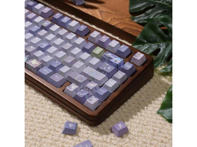 Sumgsn 152 Keys Dye Sub PBT Custom Keycaps Cherry Profile Purple Blossom Keycaps Set Fit for Mechanical Keyboards Alice Keyboard Cherry Mx Switches