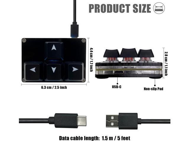 Mini 4-Key Keypad WASD Arrow Key Keycaps Keyboard One-Handed Mechanical Gaming Keypad Programmable USB-C Customized Keyboard for Working or Gaming...