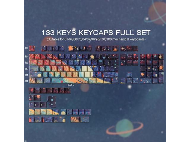 Tsungup Custom Keycaps,131 Keys PBT Starry Sky Side Printed Keycaps,Cherry Profile Key Caps Keyboard Keycap Set for Cherry MX Switches Mechanical...