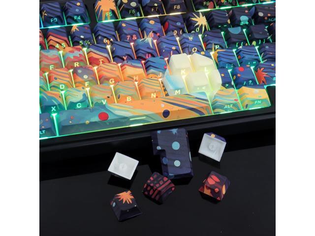 Tsungup Custom Keycaps,131 Keys PBT Starry Sky Side Printed Keycaps,Cherry Profile Key Caps Keyboard Keycap Set for Cherry MX Switches Mechanical...