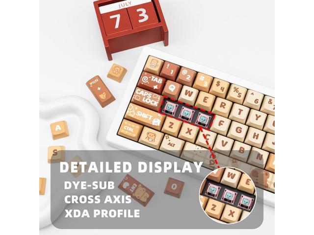 Cute PBT Keycaps 133 Keys Caramel Bear Theme Keycap Dye Sublimation XDA Profile Key caps Custom Keycaps Set for Cherry Gateron MX Swithes...
