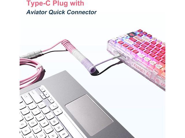 UCINNOVATE Coiled Keyboard Cable, Pro Custom Coiled USB C Cable for Gaming Keyboard, Double-Sleeved Mechanical Keyboard Cable with Detachable Metal...