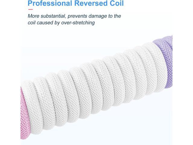 UCINNOVATE Coiled Keyboard Cable, Pro Custom Coiled USB C Cable for Gaming Keyboard, Double-Sleeved Mechanical Keyboard Cable with Detachable Metal...
