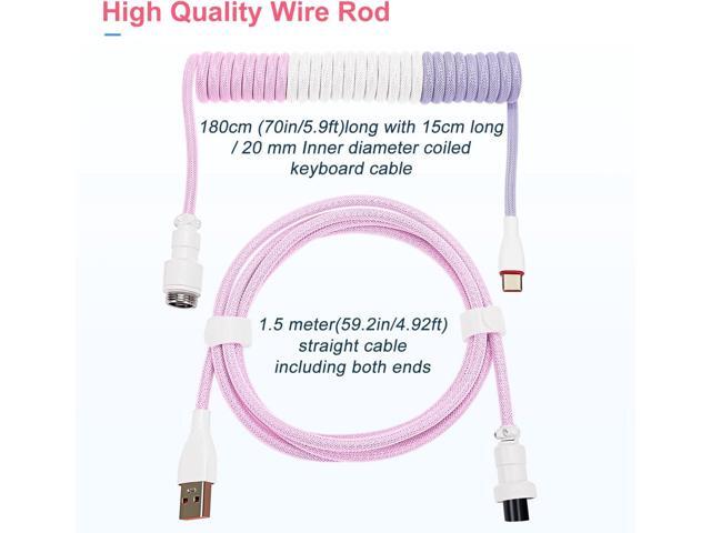 UCINNOVATE Coiled Keyboard Cable, Pro Custom Coiled USB C Cable for Gaming Keyboard, Double-Sleeved Mechanical Keyboard Cable with Detachable Metal...