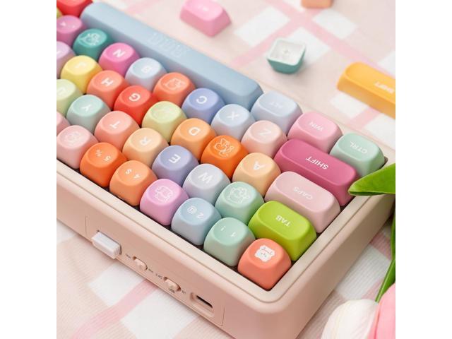 PBT Keycaps,133 Keys 5-Side Dye Sublimation Keycaps, Cute MOA Profile Custom Keycap Set with Key Puller for Cherry Gateron MX Switches Mechanical...