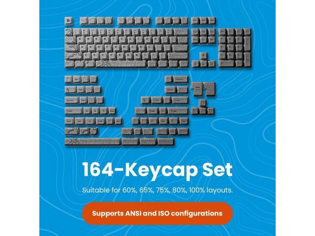 Deskr Topo Canyon Dye Sub PBT Keycaps 164 Keycap Set for Mechanical Keyboard 1.7mm Thickness Keys - ANSI & ISO Support Keys Cherry Profile MX...