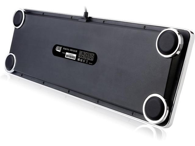 Adesso Retro Desktop Mechanical Typewriter-Style Keyboard Metal Base and Chrome Keycaps Anti Ghosting AKB-636UB Silver