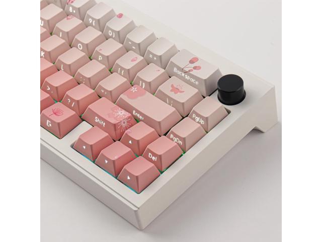 Tsungup PBT Keycaps Cherry Blossom Keycap Set - Custom Side Printed Pink Keycaps,135 Keys Gradient DoubleShot Sakura Key caps Cherry Profile...