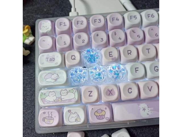 Cat Claw Keycap Cute Drip Glue Backlight Keycaps DIY ESC Arrow Key Keycap Replacement for Cherry MX Gaming Mechanical Keyboard (4Keys Blue)