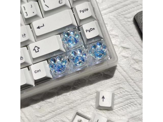 Cat Claw Keycap Cute Drip Glue Backlight Keycaps DIY ESC Arrow Key Keycap Replacement for Cherry MX Gaming Mechanical Keyboard (4Keys Blue)