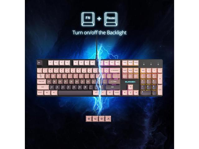 surmen Wired Mechanical Keyboard Full-Size,104-Key RGB Thocky Keyboard with Number Pad USB Retro Brown PBT Keycaps for Win Gaming/Office (104 Heimei)