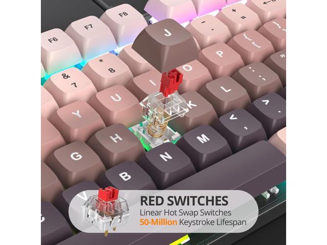 surmen Wired Mechanical Keyboard Full-Size,104-Key RGB Thocky Keyboard with Number Pad USB Retro Brown PBT Keycaps for Win Gaming/Office (104 Heimei)