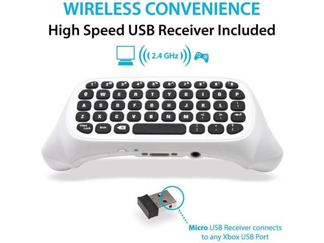 Megadream Xbox Wireless Chatpad Keyboard With 3.5mm Audio Jack for One/Series S/X, Elite/Elite 2, PC - 2.4G USB Receiver & Charge Cable Included