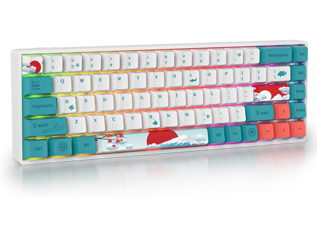 Guffercty Kred 65% Mechanical Keyboard Custom Gaming Keyboard Hot Swappable 65 Percent RGB for Win/PC/Mac (Red Switch, 68 Sea)