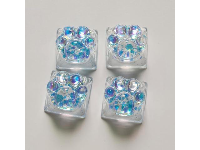 Cat Claw Keycap Cute Drip Glue Backlight Keycaps DIY ESC Arrow Key Keycap Replacement for Cherry MX Gaming Mechanical Keyboard (4Keys Blue)