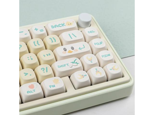 Hyekit PBT Keycaps - 143 Picnic Duck MOA Profile Custom Keycaps for Cherry Gateron MX Switches, Mac Windows PC Keyboard