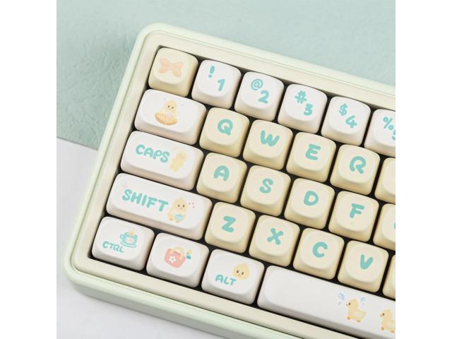 Hyekit PBT Keycaps - 143 Picnic Duck MOA Profile Custom Keycaps for Cherry Gateron MX Switches, Mac Windows PC Keyboard