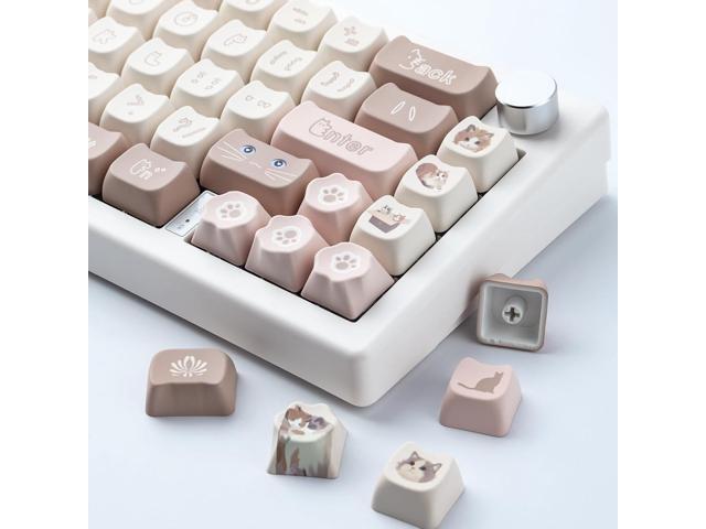 Hyekit PBT Keycaps for Mechanical Keyboard - 144 Keys Cute Cat Keycaps, Dye-Sublimation Cute Keycaps Mao Profile Custom Keycaps for Cherry Gateron...