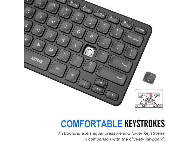Arteck 2.4G Wireless Keyboard Ultra Slim and Compact Wireless Keyboard with Media Hotkeys for Computer/Desktop/PC/Laptop/Surface/Smart TV and...