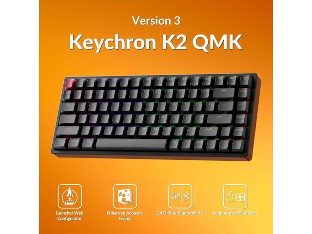Keychron K2 75% Layout QMK Wireless and Wired Mechanical Keyboard Super Banana Switch, RGB Backlight Aluminum Frame with Shine-Through Double-Shot...