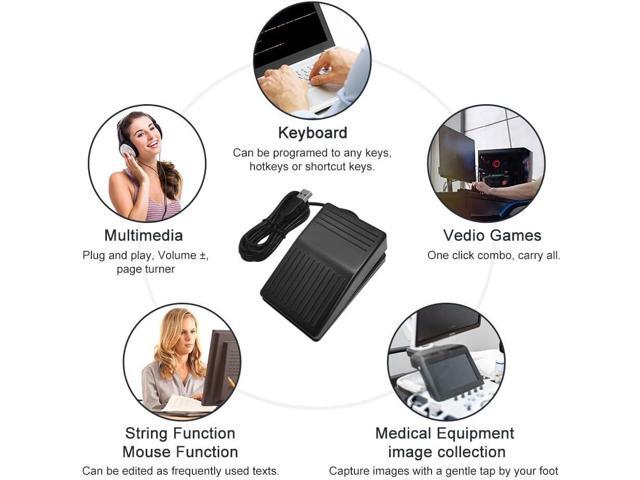 USB Foot Pedal PC Single Foot Switch Foot Control Keyboard Mouse Programmable Keyboard for Video Game Office Work Page Turner